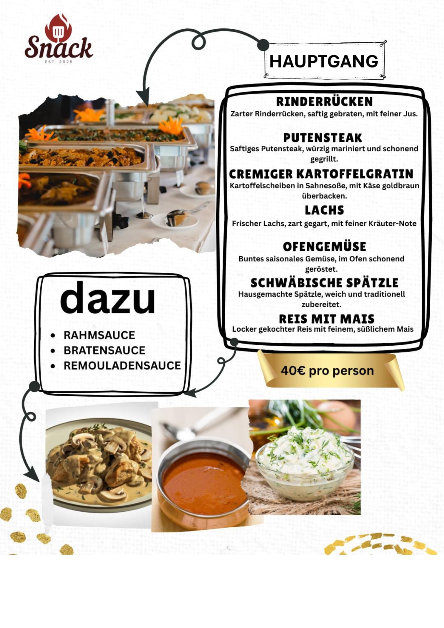 Speisekarte Buffet-Menü